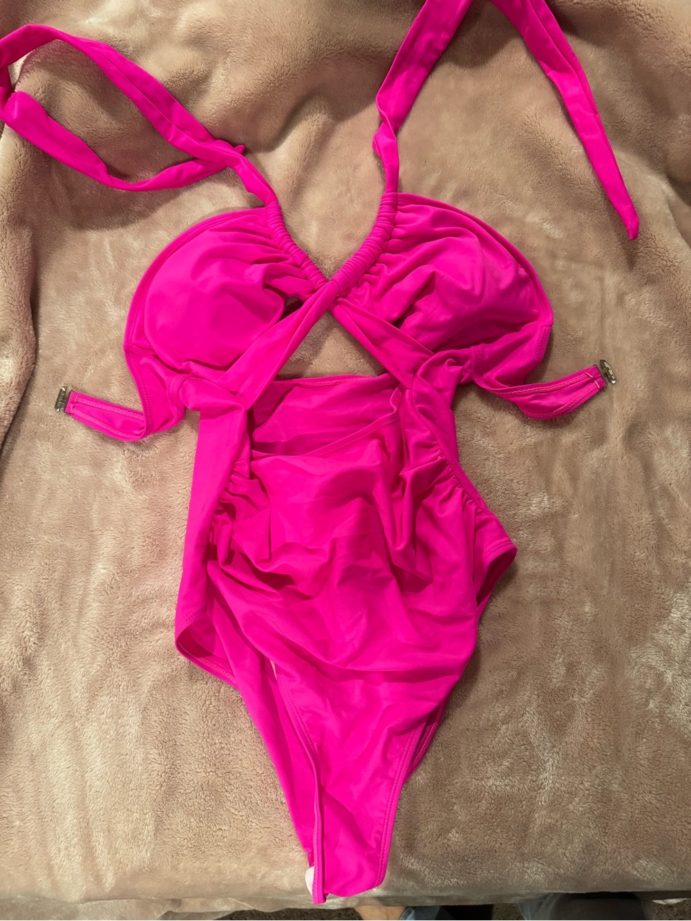 Hot Pink One-Piece Cutout Swimsuit